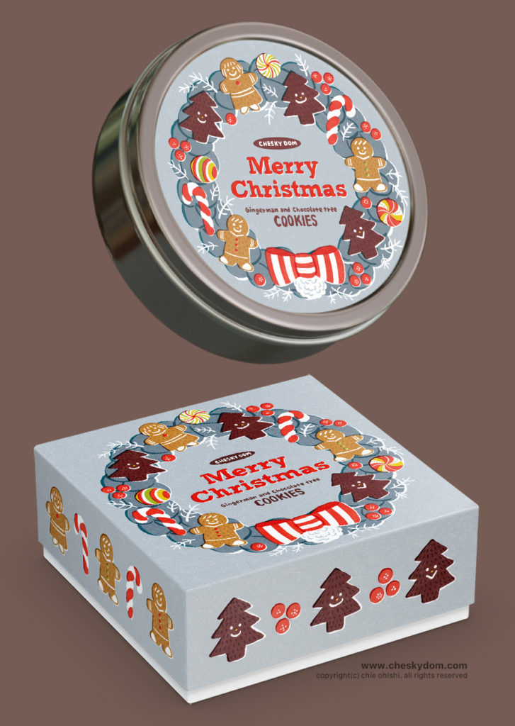 クリスマスクッキー缶・ボックスモックアップ