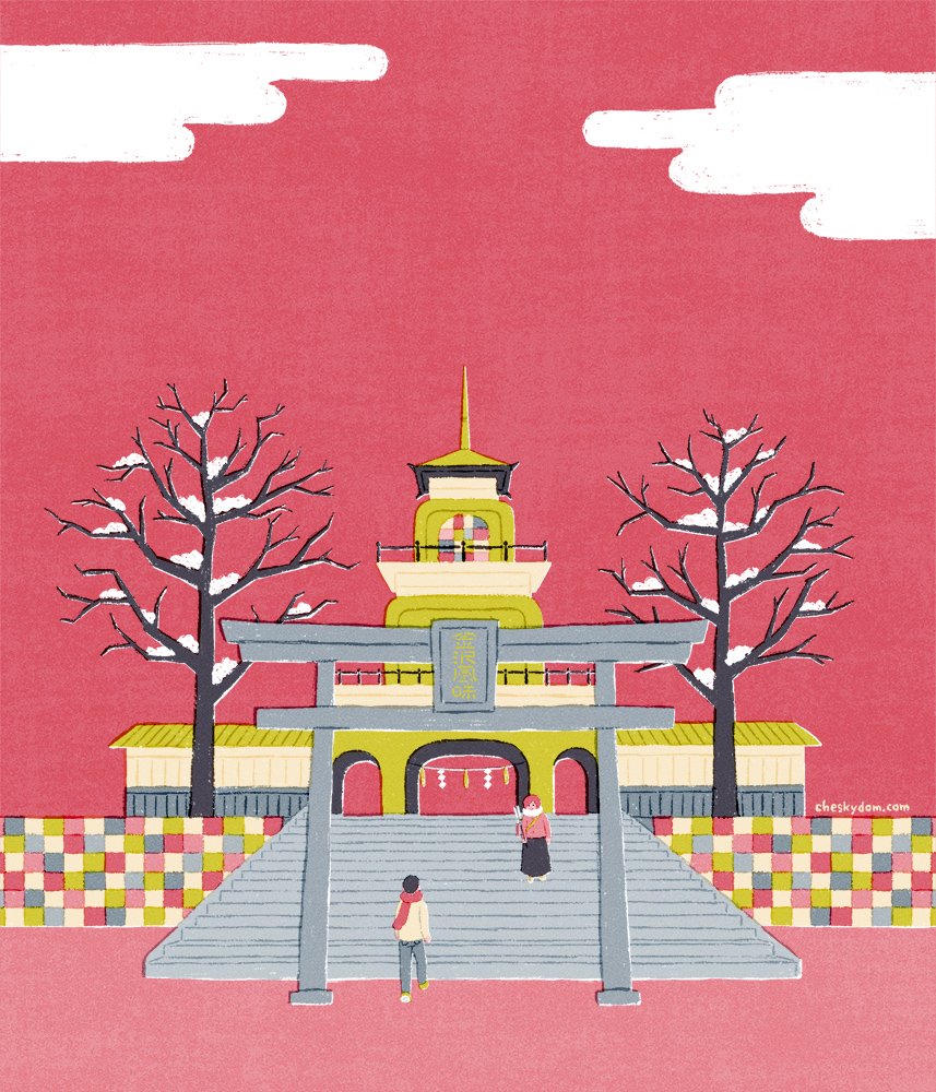 金沢にある神社のイラスト