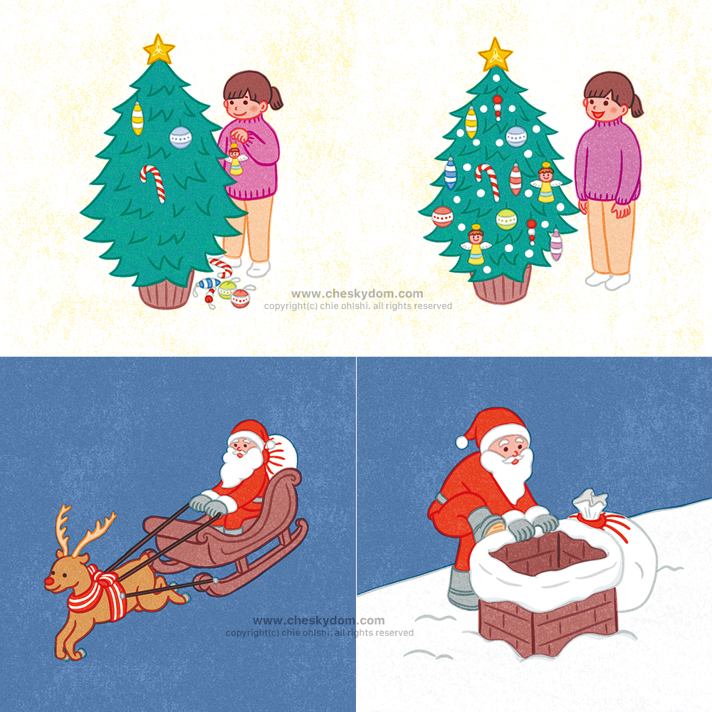 イラスト 子供 クリスマス ツリー サンタ