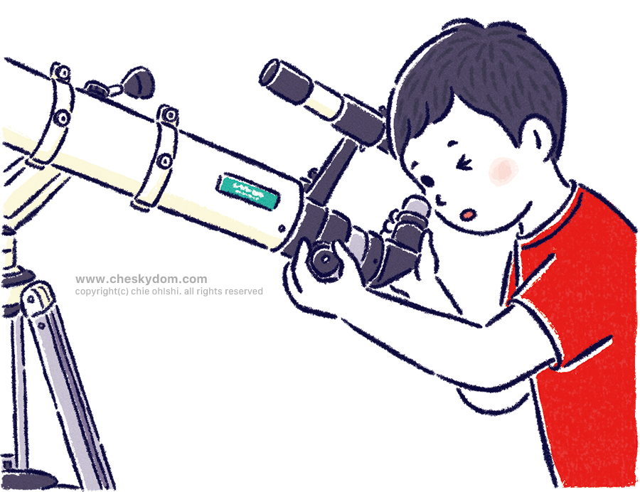 イラスト 子供 望遠鏡
