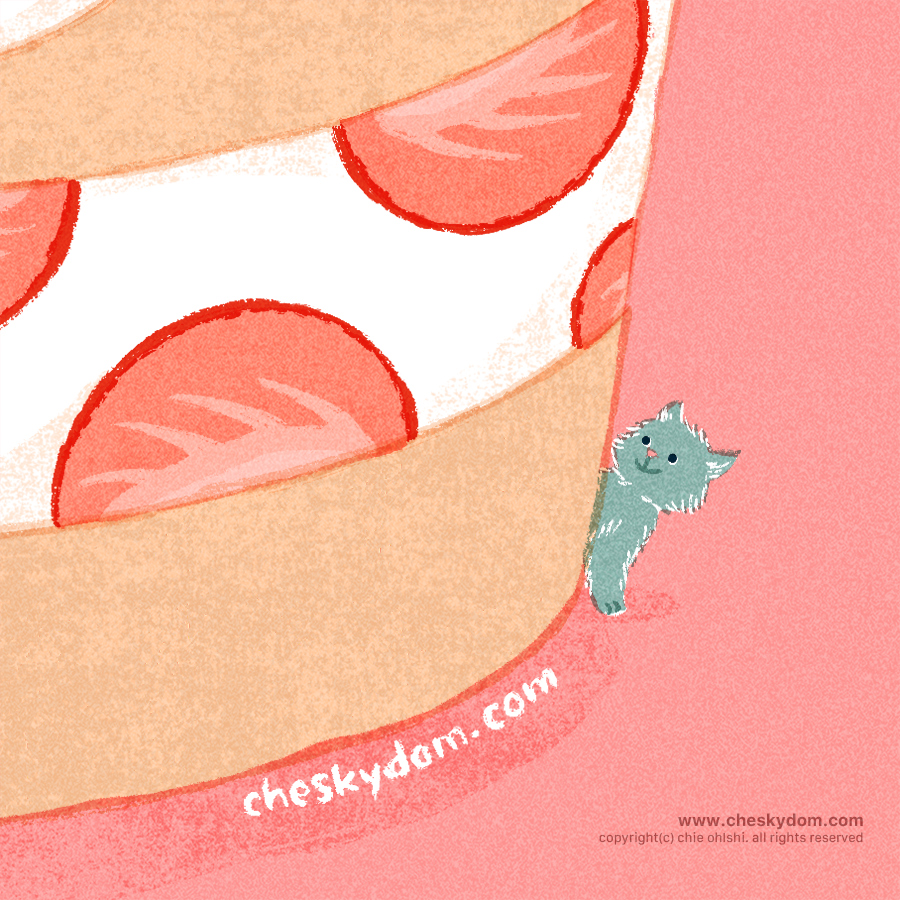 イラスト 猫 ケーキ ピンク